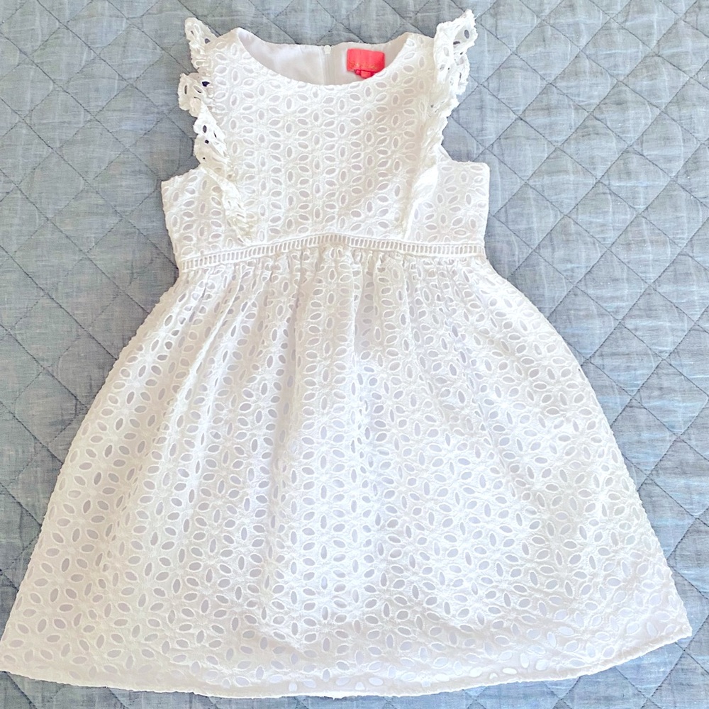 Lilly Pulitzer girls white Eyelet dress, size 7 EUC